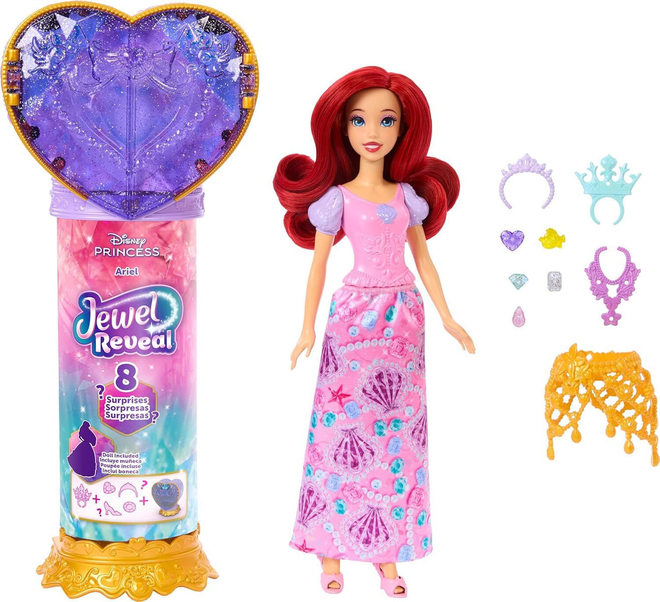 Mattel Disney Princess Ariel με κοσμηματοθήκη JHL49