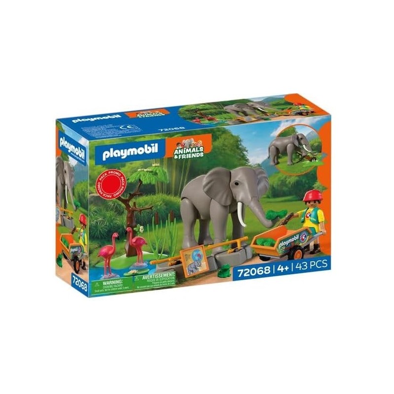 Playmobil Φροντιστής Ζωολογικού Πάρκου Με Ελέφαντα Και Φλαμίνγκο #72068
