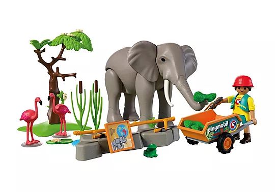 Playmobil Φροντιστής Ζωολογικού Πάρκου Με Ελέφαντα Και Φλαμίνγκο #72068