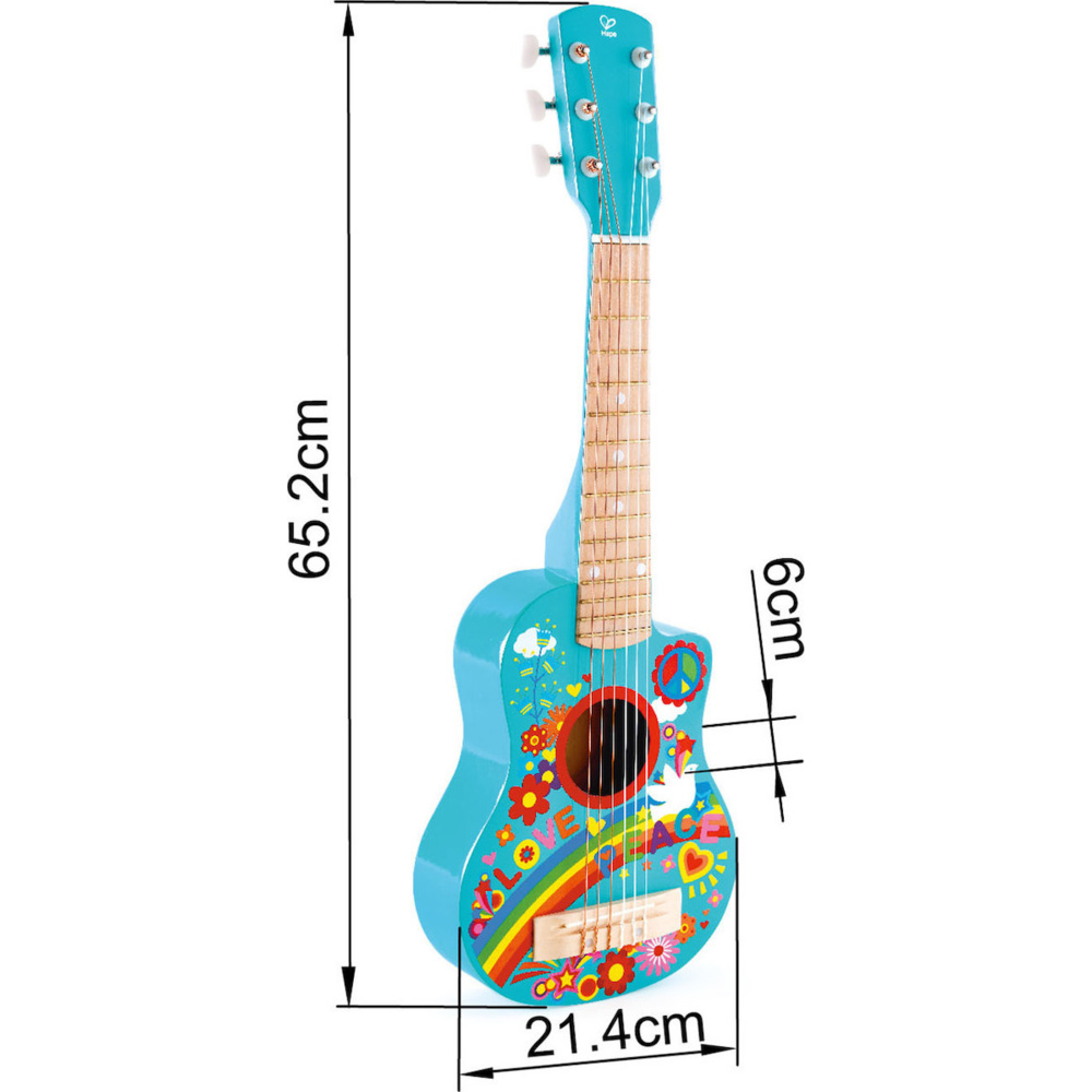 Hape Ξύλινη Κιθάρα Flower Power E0600 για 3+ Ετών