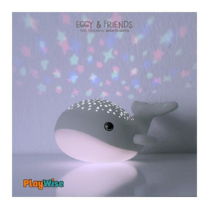 Mega Light Παιδικό Διακοσμητικό Φωτιστικό Willy Whale με Προβολή Αστεριών Λευκό 14.3x17x8.9εκ. 187405.ML.00